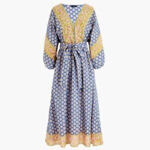 J. CREW | 100% Cotton Boho Floral Puff Sleeve Summer Midi Dress Sz XXS
